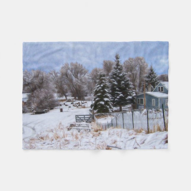 Manta Polar Wreath Snowy Ranch House (Frente (Horizontal))
