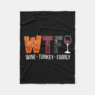 Manta Polar Wtf Wine Turkey Familia Divertido Día de Acción de