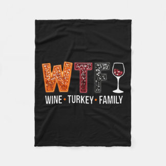 Manta Polar Wtf Wine Turkey Familia Divertido Día de Acción de