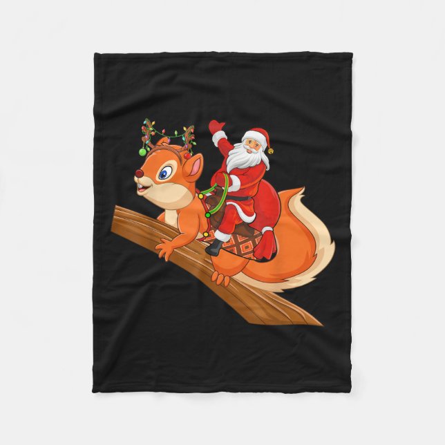 Manta Polar Xmas Family Matching Funny Santa Riding Squirrel C (Anverso)