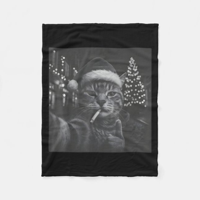 Manta Polar Xmas Funny Smoking Cat Cigarette Kitty Gen Z Meme  (Anverso)