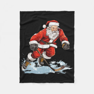 Manta Polar Xmas Holiday Fun Santa Playing Ice Hockey Christma