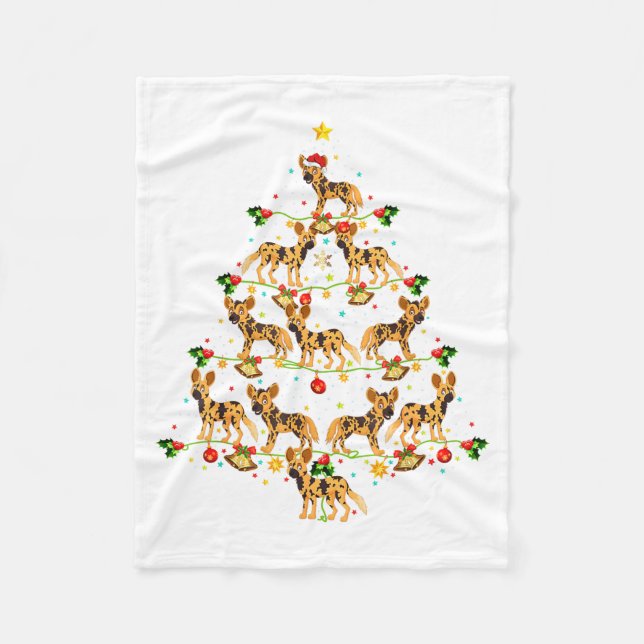 Manta Polar Xmas Lighting Santa African Wild Dog Christmas Tre (Anverso)
