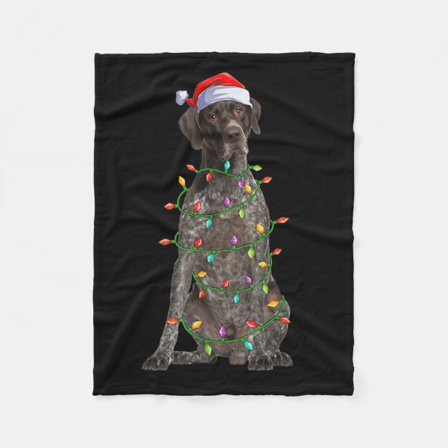 Manta Polar Xmas Lights Santa German Shorthaired Inter Dog Chr (Anverso)