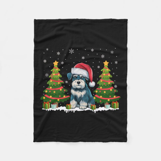 Manta Polar Xmas Luces Ministra Schnauzer Dog Santa Christma (Anverso)