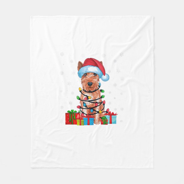 Manta Polar Xmas Luces Santa Soft Coated Wheaten Terrier Dog (Anverso)