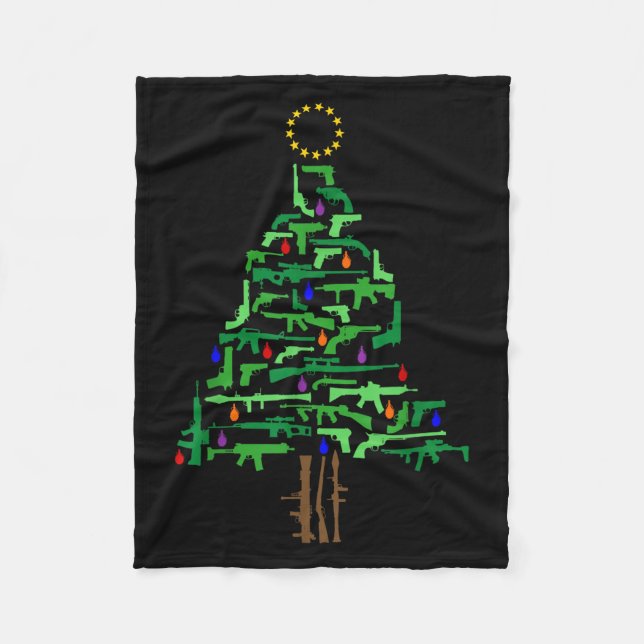 Manta Polar Xmas Patriotic 2nd Amendment Gun Christmas Tree  (Anverso)