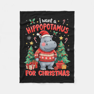 Manta Polar Xmas Quiero Un Hippopótamo Para Navidades Cute Hip