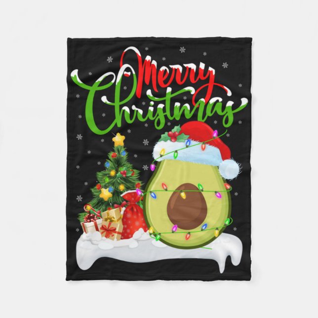 Manta Polar Xmas Tree Lights Santa Hat Avocado Fruit Christmas (Anverso)