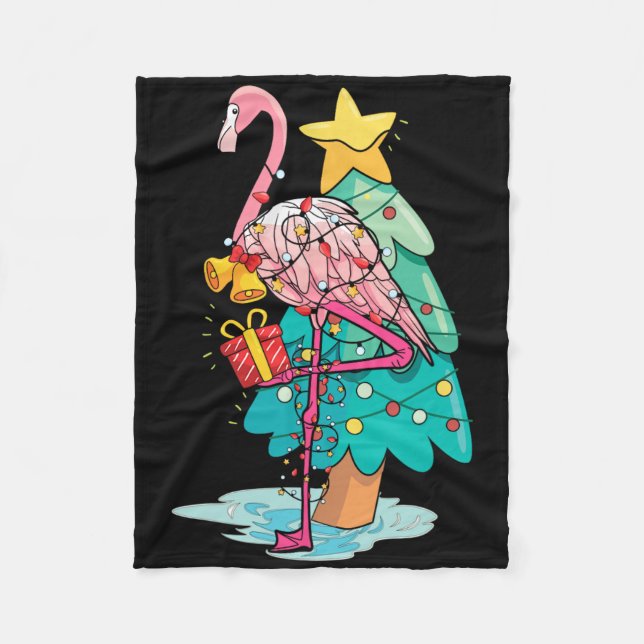 Manta Polar Xmas Tree Lights Tropical Flamingo Animal Christma (Anverso)