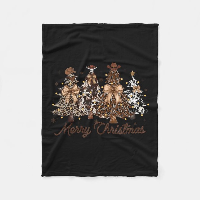 Manta Polar Xmas Trees Cowboy Western Merry Christmas Holiday  (Anverso)