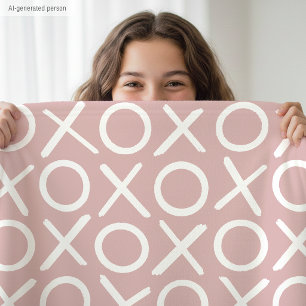 Manta Polar XOXO Abrazos y Besos Polvo Rosa Moderno Patrón