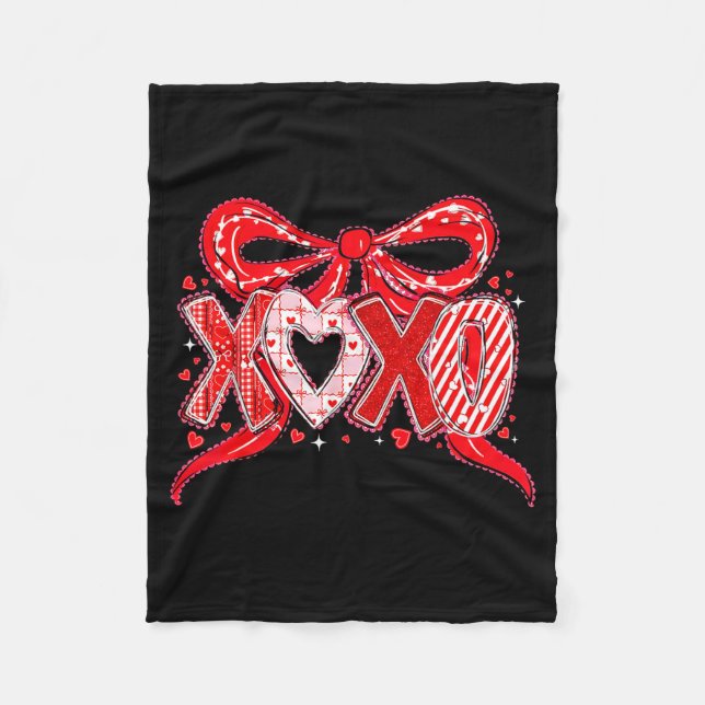 Manta Polar Xoxo Funny Valentines Day Love Coquette Bow Checke (Anverso)
