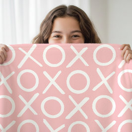 Manta Polar XOXO Hugs & Kisses Pastel Pink Modern Pattern