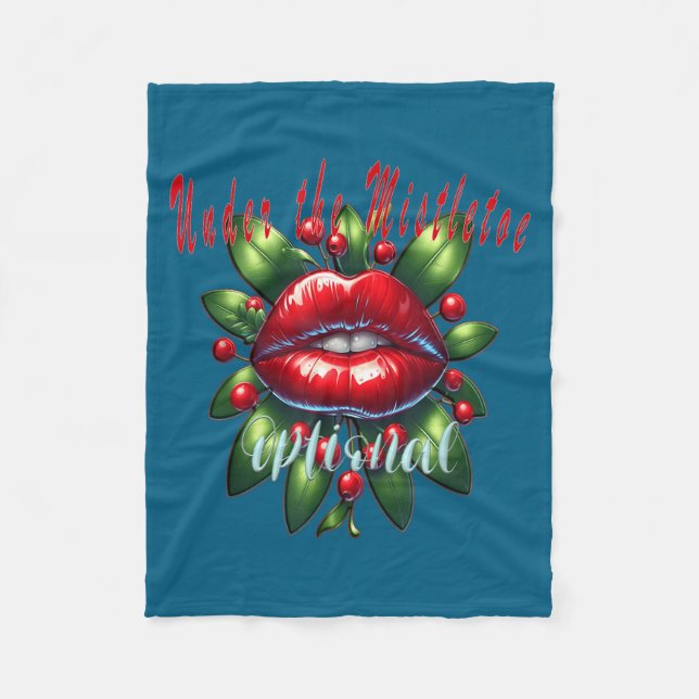 Manta Polar Y Christmas Mistletoe Lips - Naughty Holiday Tee W (Anverso)