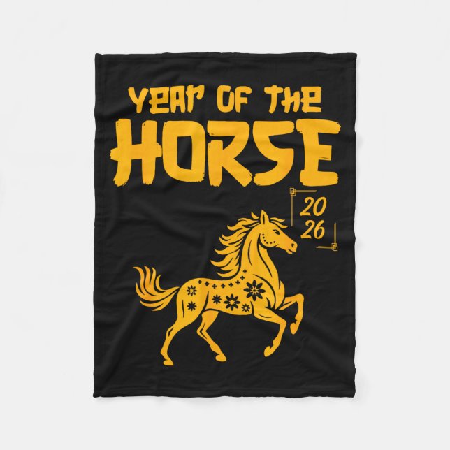 Manta Polar Year Of The Horse 2026 Happy New Year Golden Horse (Anverso)