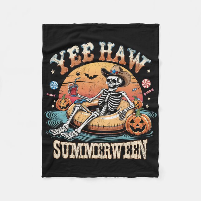 Manta Polar Yee Haw Summerween Cowboy Skeleton Western Hallowe (Anverso)