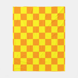 Manta Polar Yellow and Orange Checkered Square Pattern Throw P