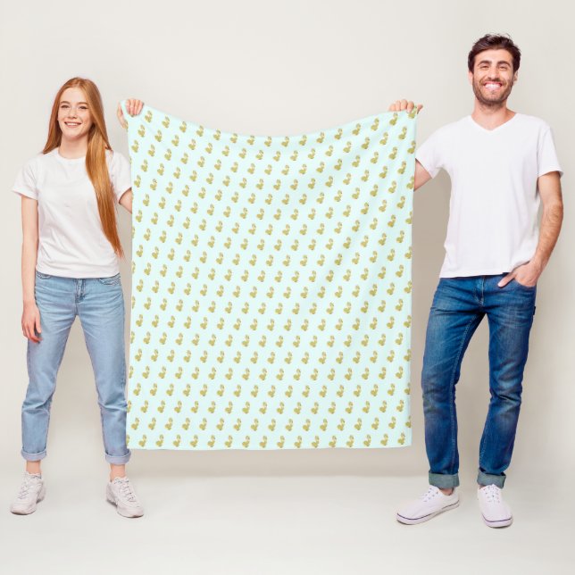 Manta Polar Yellow Cats with Blue Eyes Fleece Blanket (In situ)