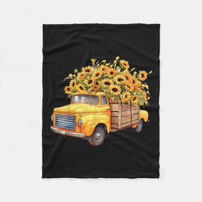 Manta Polar Yellow Ckup Truck Sunflower Autumn Halloween Thank (Anverso)