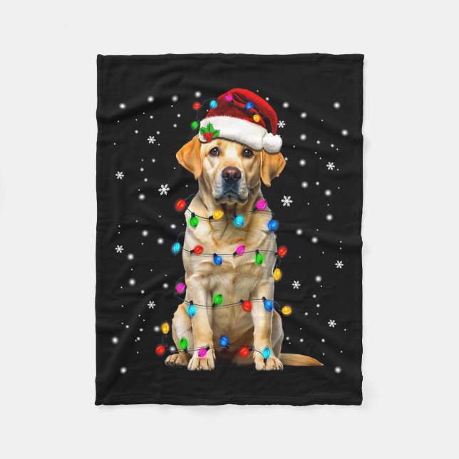 Manta Polar Yellow Labrador Retriever Christmas Tree Light Paj (Anverso)