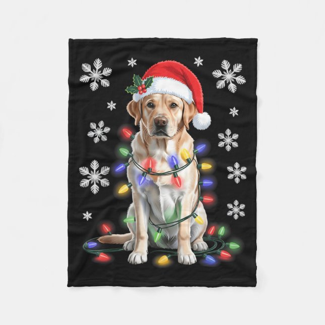 Manta Polar Yellow Labrador Retriever Christmas Tree Light Paj (Anverso)