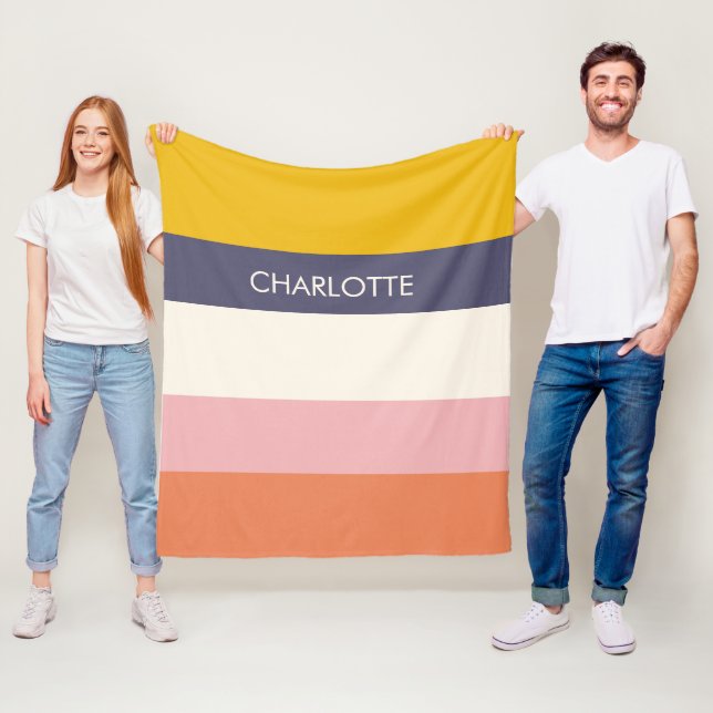 Manta Polar Yellow Peach Modern Color Blocks Stripes Custom  (In situ)