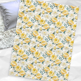 Manta Polar Yellow Peony Chrysanthemum Floral Botanical Print