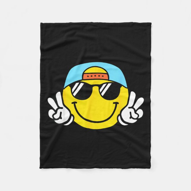 Manta Polar Yellow Smile Face Cute Checkered Peace Smiling Hap (Anverso)