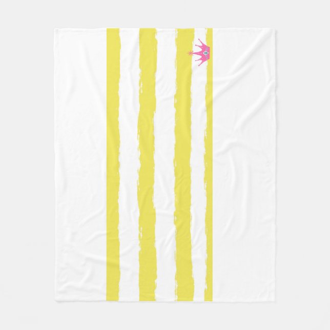 Manta Polar Yellow stripes and a pink crown Fleece Blanket (Anverso)