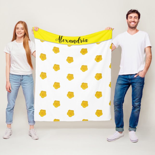 Manta Polar Yellow Wildflower customizable  Photo Fleece blank (In situ)