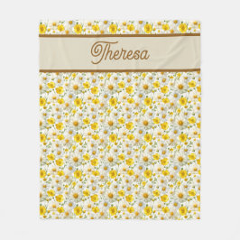 Manta Polar Yellow Wildflowers Pattern Monogram Name
