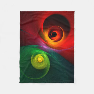 Manta Polar Yin Verde Rojo Yang Patrón de arte abstracto moder
