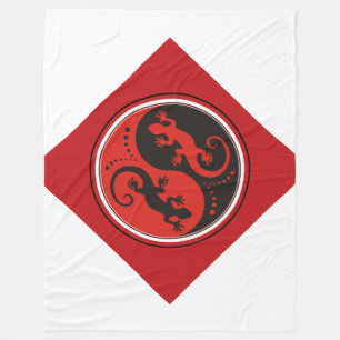 Manta Polar YIN y YANG Geckos rojo negro + tu idea de fondo