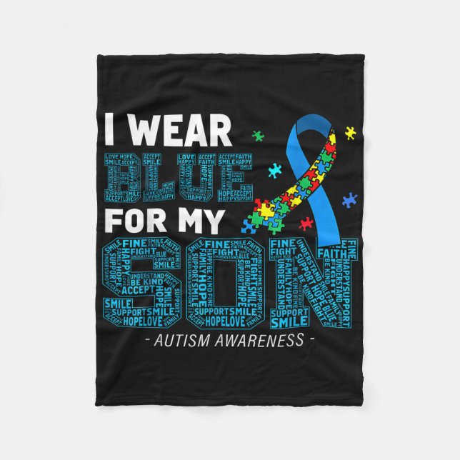 Manta Polar Yo Uso Azul Para Mi Hijo Conciencia De Autismo Mam (Anverso)