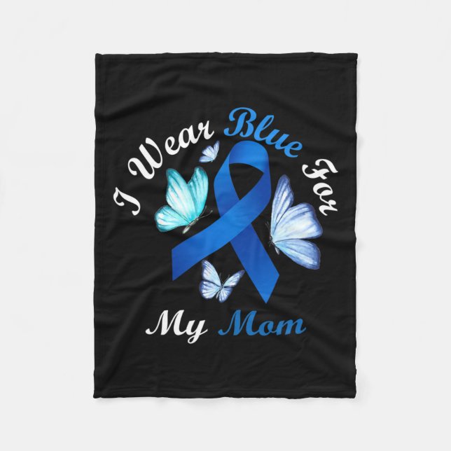 Manta Polar Yo Uso Azul Para Mi Mamá Mariposa Diabetes Awares (Anverso)