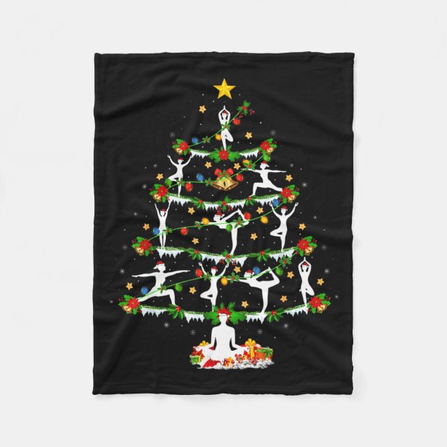 Manta Polar Yoga Lover Xmas Lighting Yoga Christmas Tree  (Anverso)