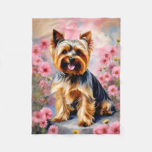 Manta Polar Yorkie Dog Flower (Anverso)