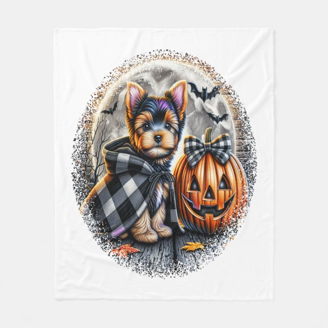 Manta Polar Yorkie Dog Halloween (Anverso)