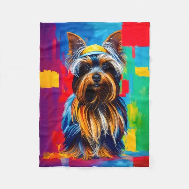 Manta Polar Yorkie Dog Pop Art (Anverso)