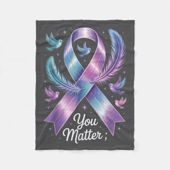 Manta Polar You Teal &amp; Purple Ribbon Suicide Prevention Aw (Anverso)