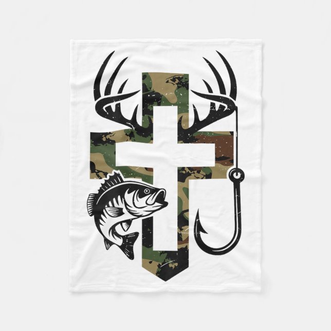 Manta Polar Youth Camo Faith Hunting Fishing Cross Hook Christ (Anverso)
