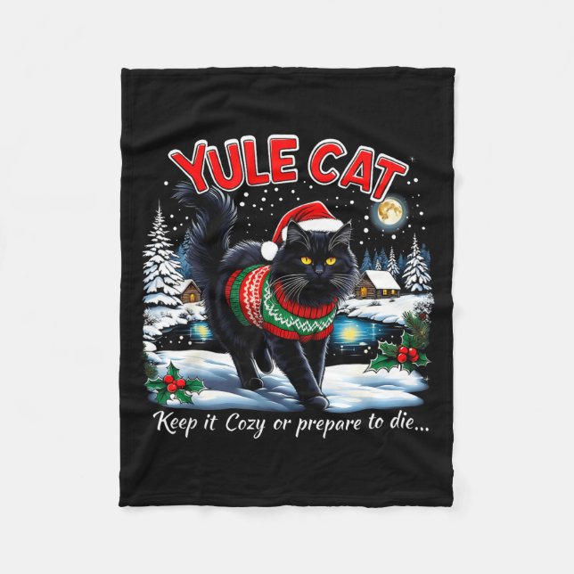 Manta Polar Yule Cat Keep It Cozy Funny Christmas Quote  (Anverso)