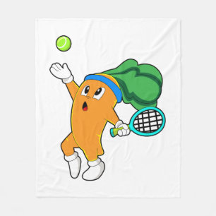 Manta Polar Zanahoria en tenis con raqueta de tenis