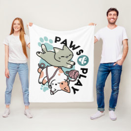 Manta Polar Zarpas y Juego – Ilustración de Gato Adorable