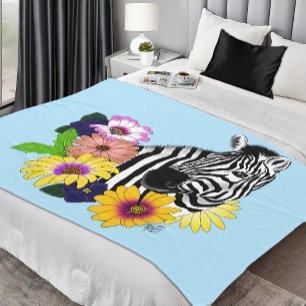 Manta Polar Zebra Daisies Blue