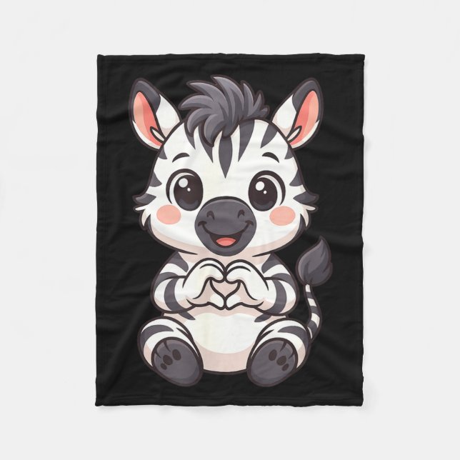 Manta Polar Zebra with heart women girls kids heart cute zebra (Anverso)