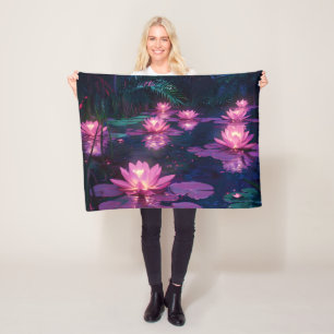 Manta Polar Zen de la naturaleza de medianoche Rosa estanque d