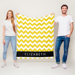 Manta Polar Zigzag Amarillo, Chevron Amarillo, Tu Nombre