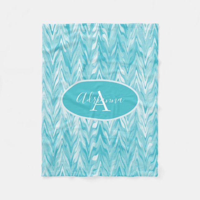 Manta Polar Zigzag Azul Y Blanco (Anverso)